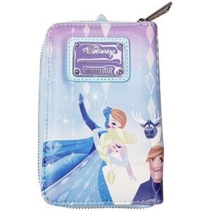 LOUNGEFLY X DISNEY FROZEN Princess Castle Zip Around Wallet Blue White Purple